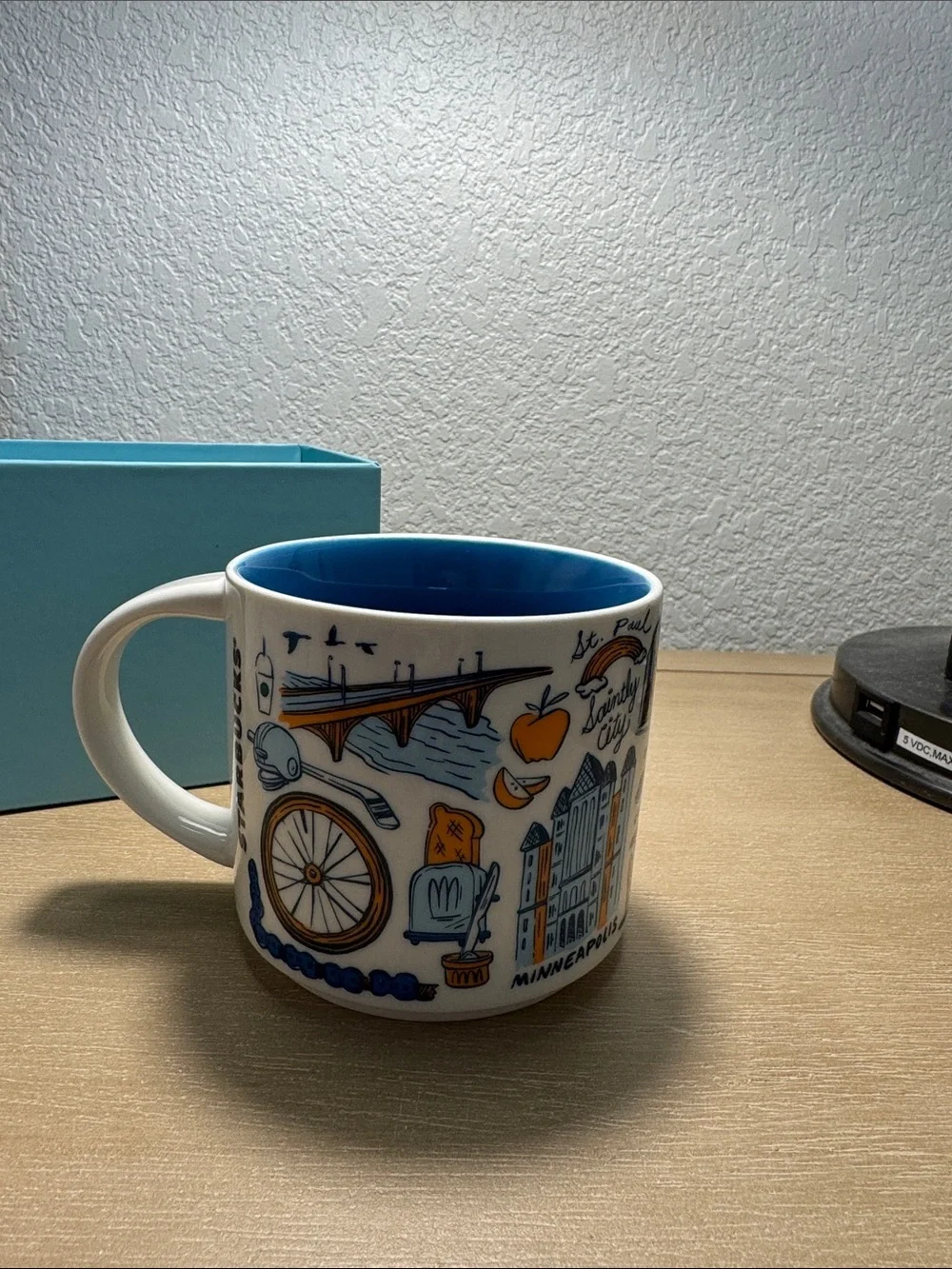 Starbucks Twin Cities Illustrated White Blue and Orange City Mug